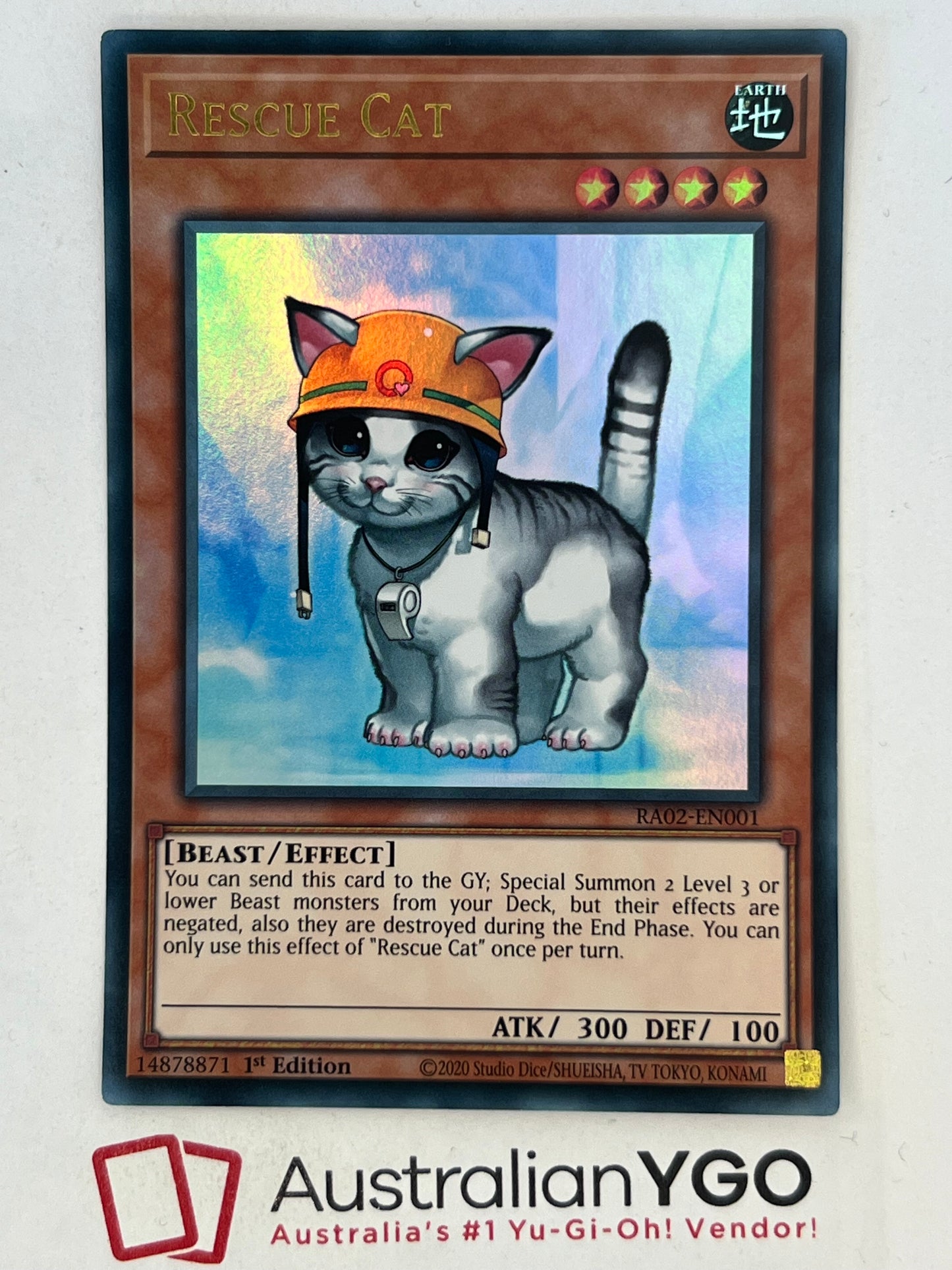 RESCUE CAT, RA02-EN001 Ultra Rare, Near Mint, 1st Edition.