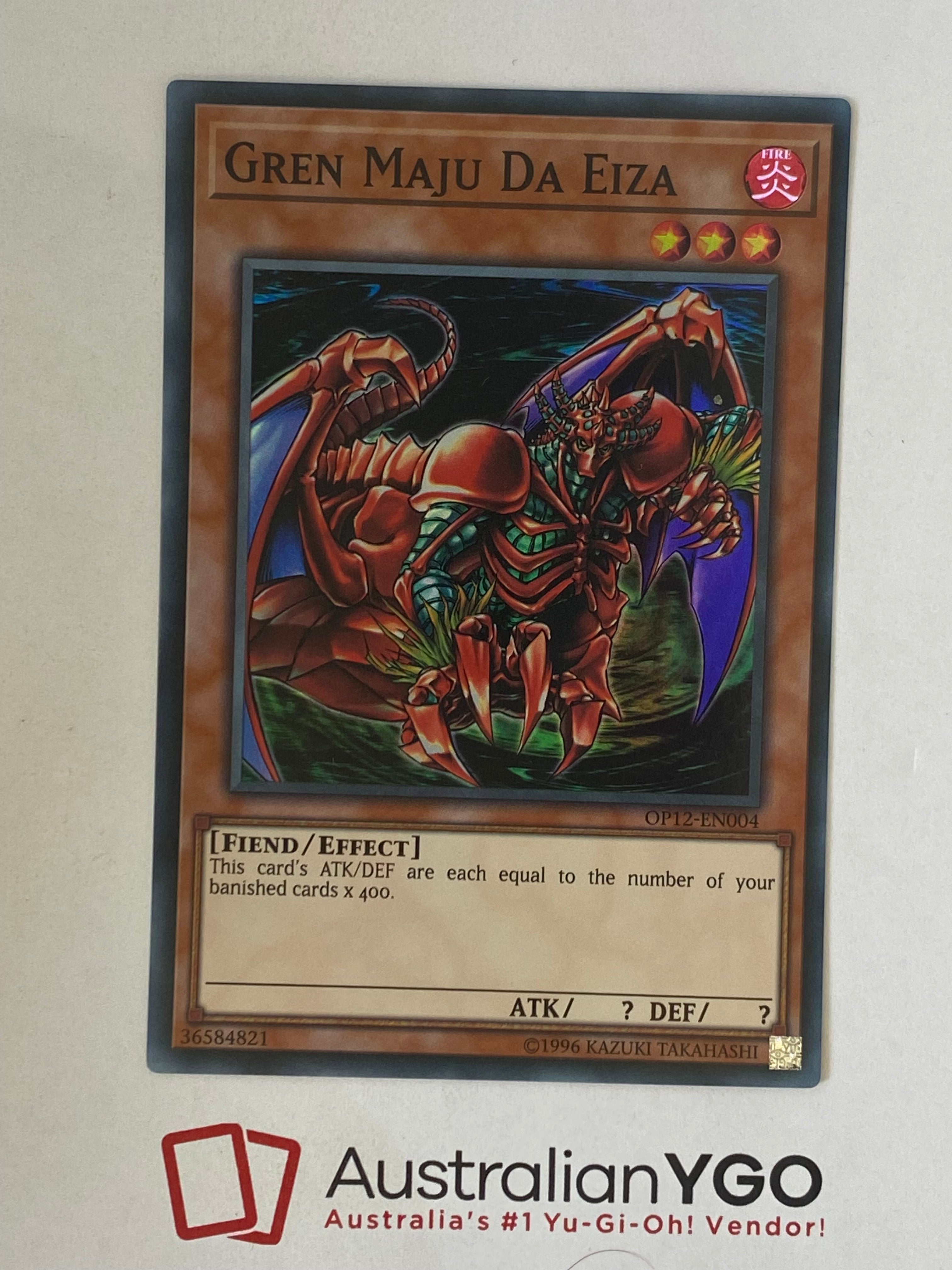 Yu-Gi-Oh TCG Rare Card Yu-Gi-Oh! Card: Gren Maju Da Eiza (French, OP12-EN004) - Super Rare, Ungraded Near Mint Yugioh Zombie Deck Yu-Gi-Oh TCG Rare Card Yu-Gi-Oh! Card: Gren Maju Da Eiza (French, OP12-EN004) - Super Rare, Ungraded Near Mint Yugioh Zombie Deck