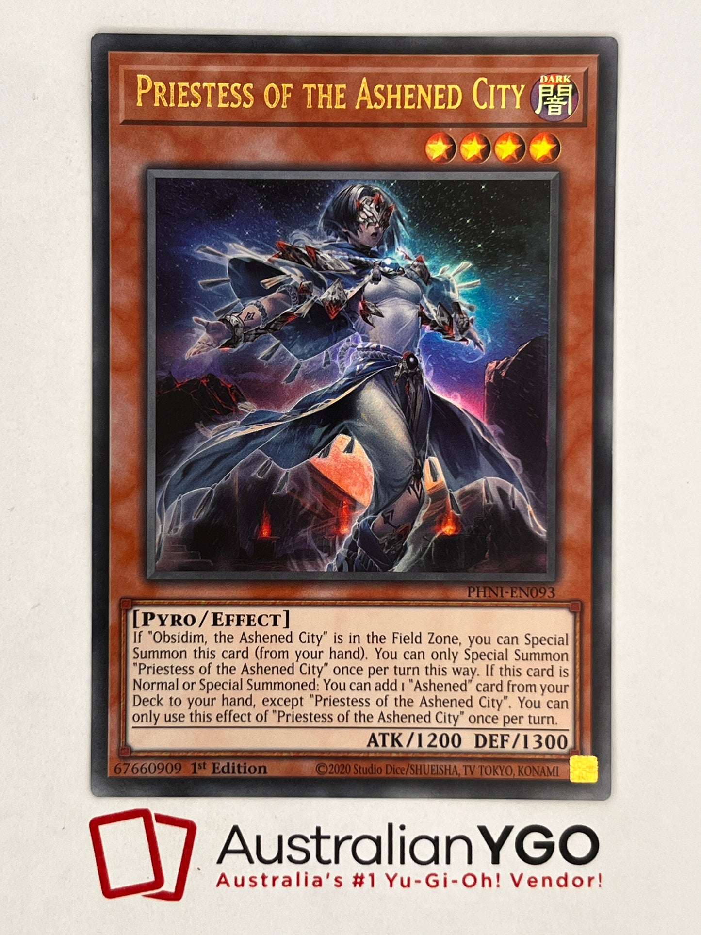 PRIESTESS OF THE ASHENED CITY PHNI-EN093 Ultra Rare, Near Mint, 1st Edition.