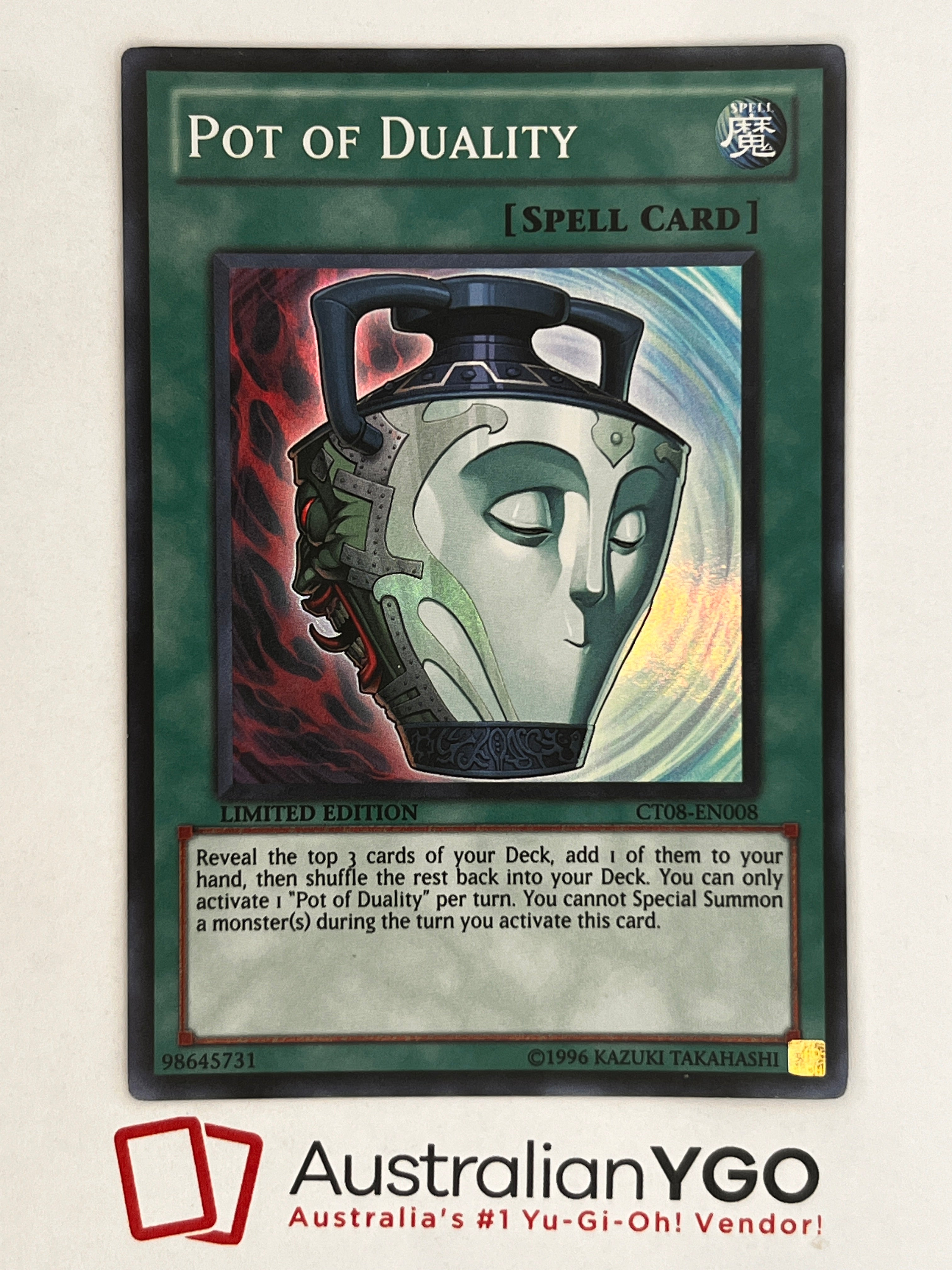 YuGiOh Pot Of Duality POT OF DUALITY Yu-Gi-Oh! Card - LP Super Rare CT08-EN008, Lightly Played Condition CT08-EN008 Super Rare YuGiOh Pot Of Duality POT OF DUALITY Yu-Gi-Oh! Card - LP Super Rare CT08-EN008, Lightly Played Condition CT08-EN008 Super Rare