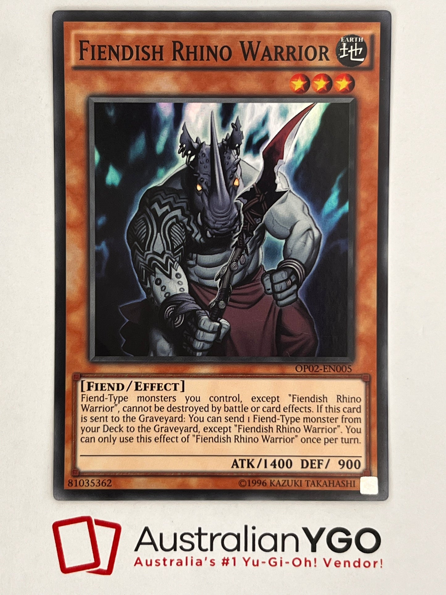 Fiendish Rhino Warrior OP02-EN005