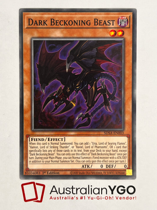 DARK BECKONING BEAST SDSA-EN003 Common, Near Mint, 1st Edition.