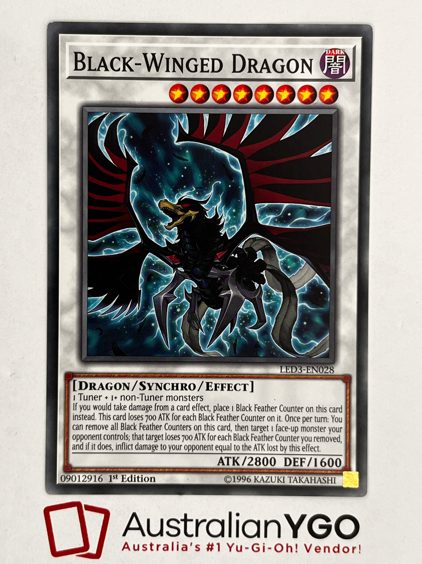 BLACK-WINGED DRAGON LED3-EN028 Common, Near Mint, 1st Edition.