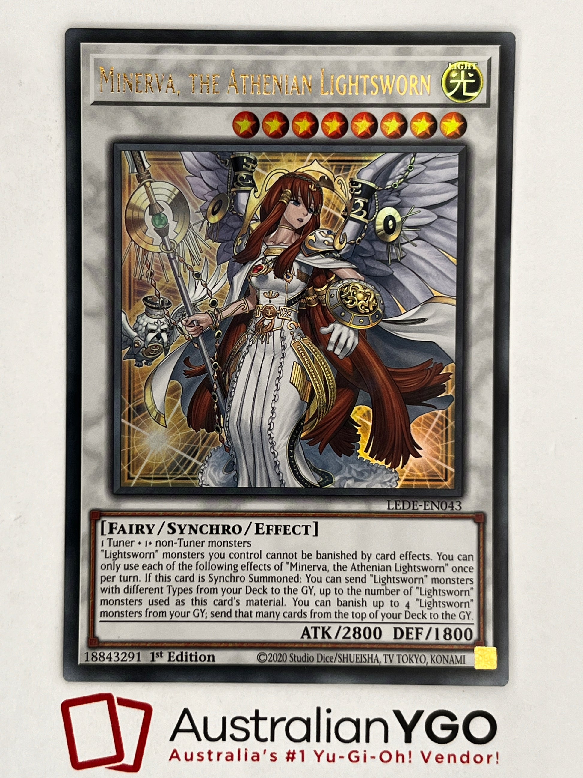 minerva yugioh card MINERVA, ONE ATHENIAN LIGHTSWORN LEDE-EN043 – Aus Ygo
