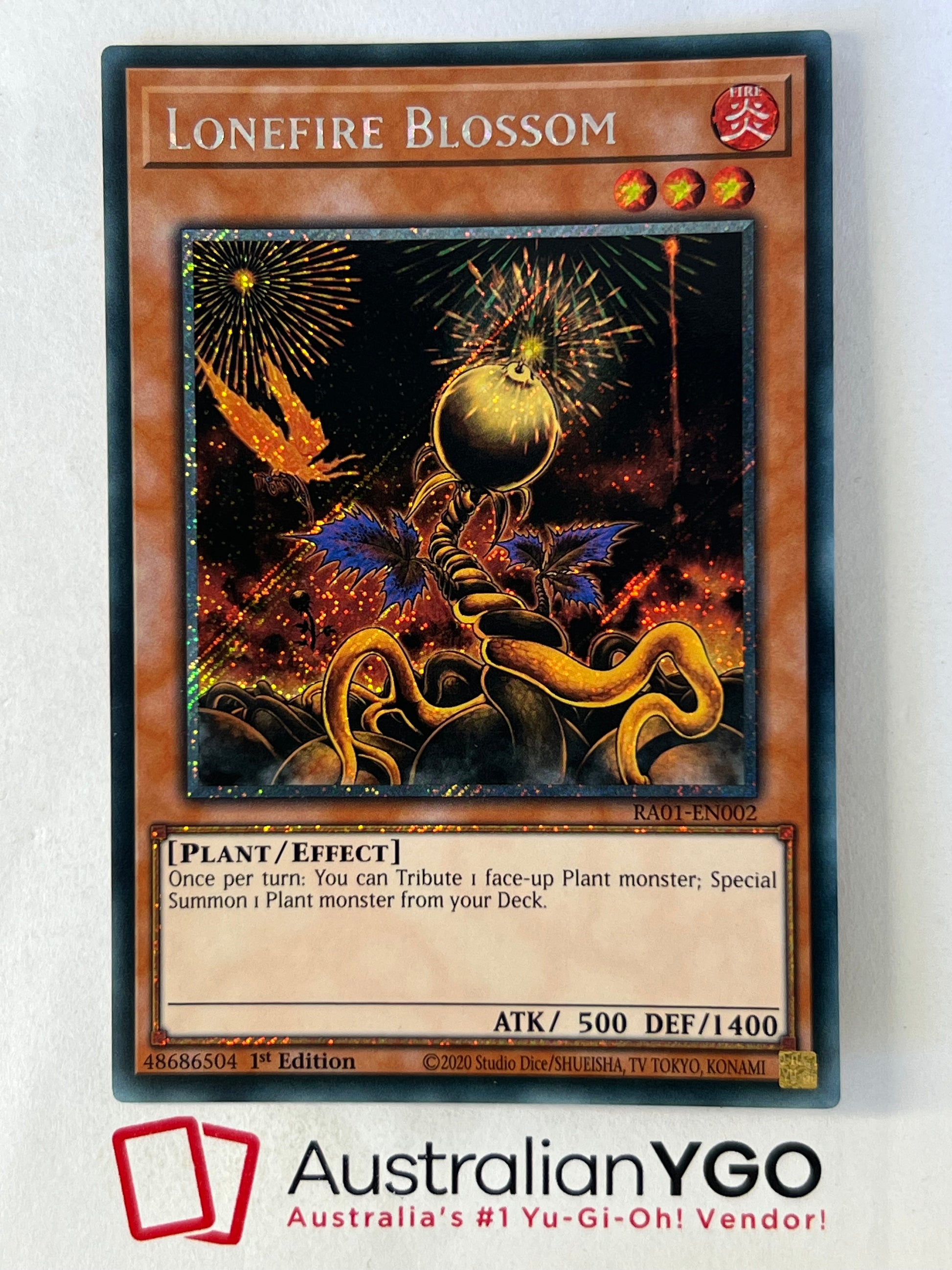 blossom yugioh card LONEFIRE BLOSSOM RA01-EN002 – Aus Ygo