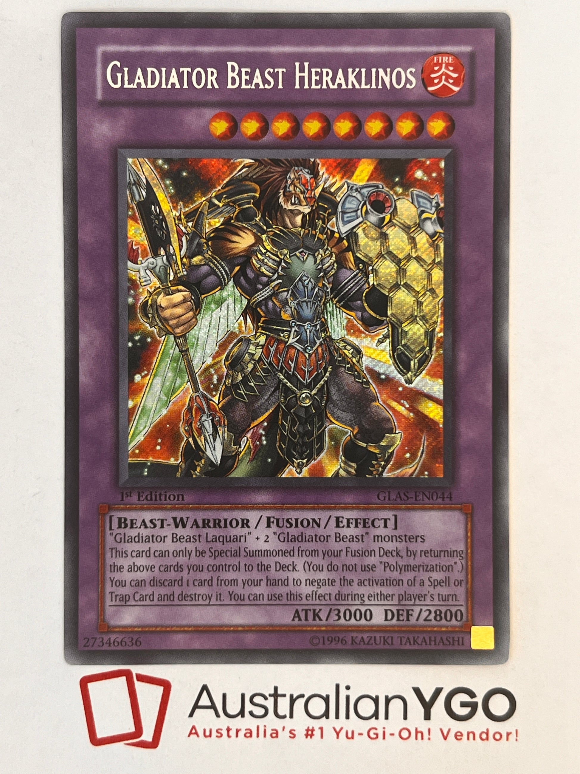 GLADIATOR BEAST HERAKLINOS GLAS-EN044 Aus Ygo GLADIATOR BEAST HERAKLINOS GLAS-EN044 Aus Ygo