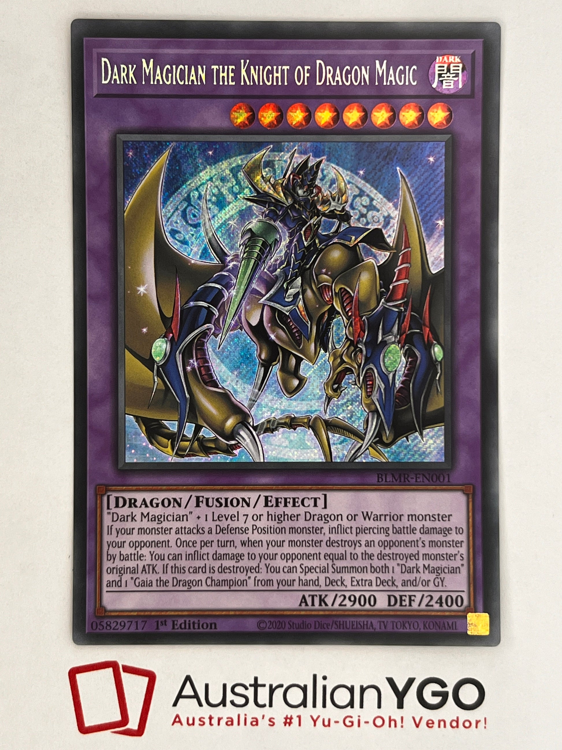 yugioh card dark magician knight Dark Magician The Knight Of Dragon Magic BLMR-EN001 – Aus Ygo